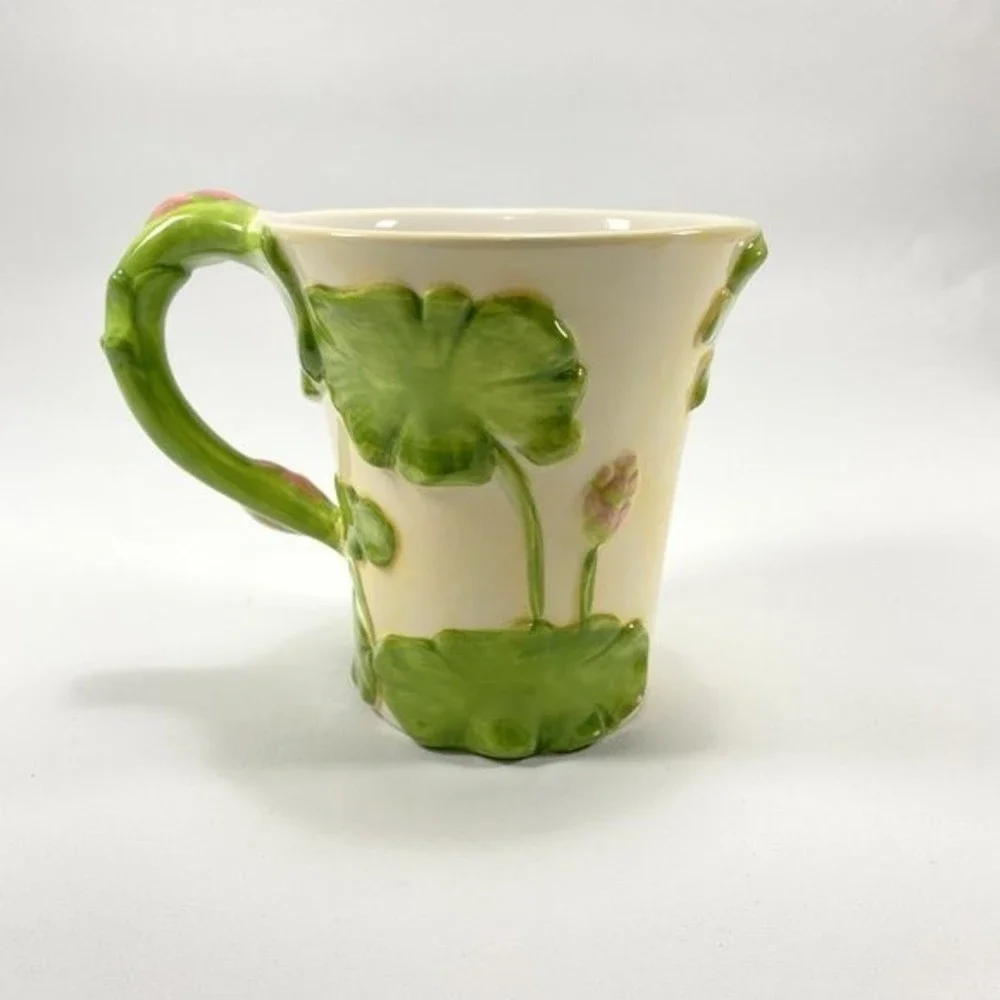Pier 1 Imports Meditating Frog Mug Embossed Cup Yoga Frog Hand Painted